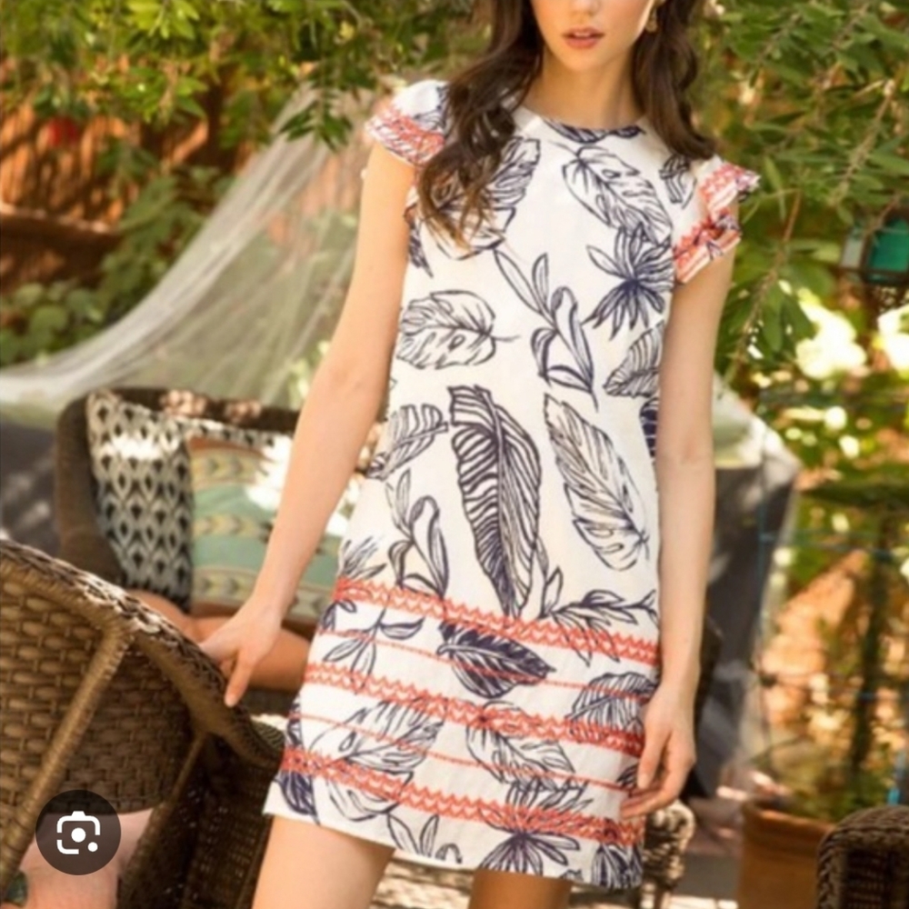 THML | Embroidered Flutter Sleeve Dress